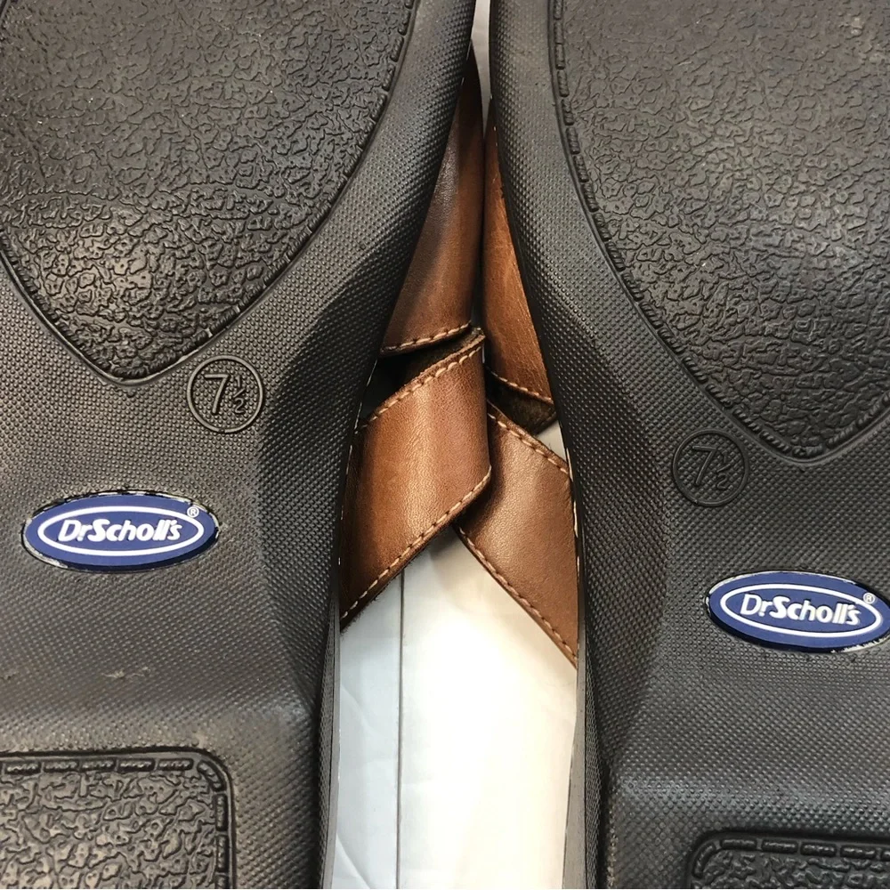 Dr Scholls Sandals Womens Size 7.5 Gel Pac Criss Cross Heel Hook Loop